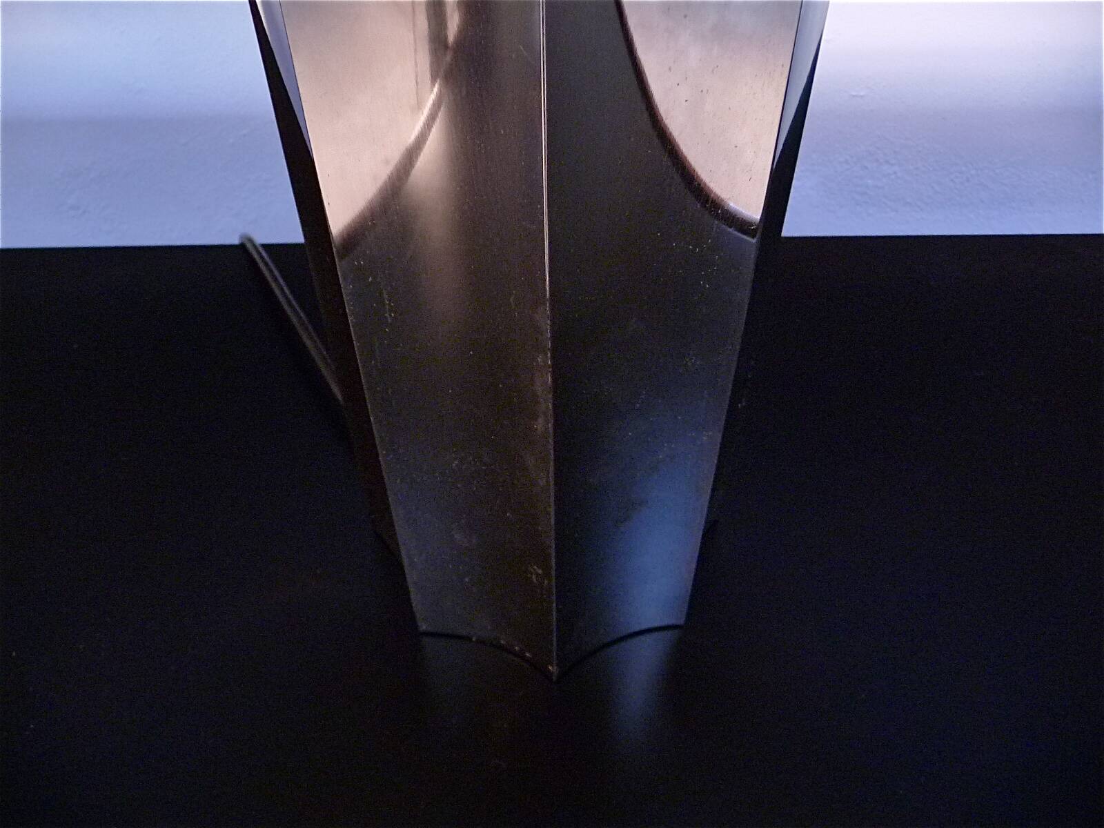 Set of 2 Brutalist Sculptural Chromed Metal Table Lamps, Italy 1960s