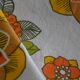 Nappe à fleurs en coton/lin vintage