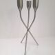 Large tripod candlestick in brushed aluminium