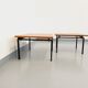 Suite of two vintage modernist Isa coffee tables in teak and black metal from the 60s