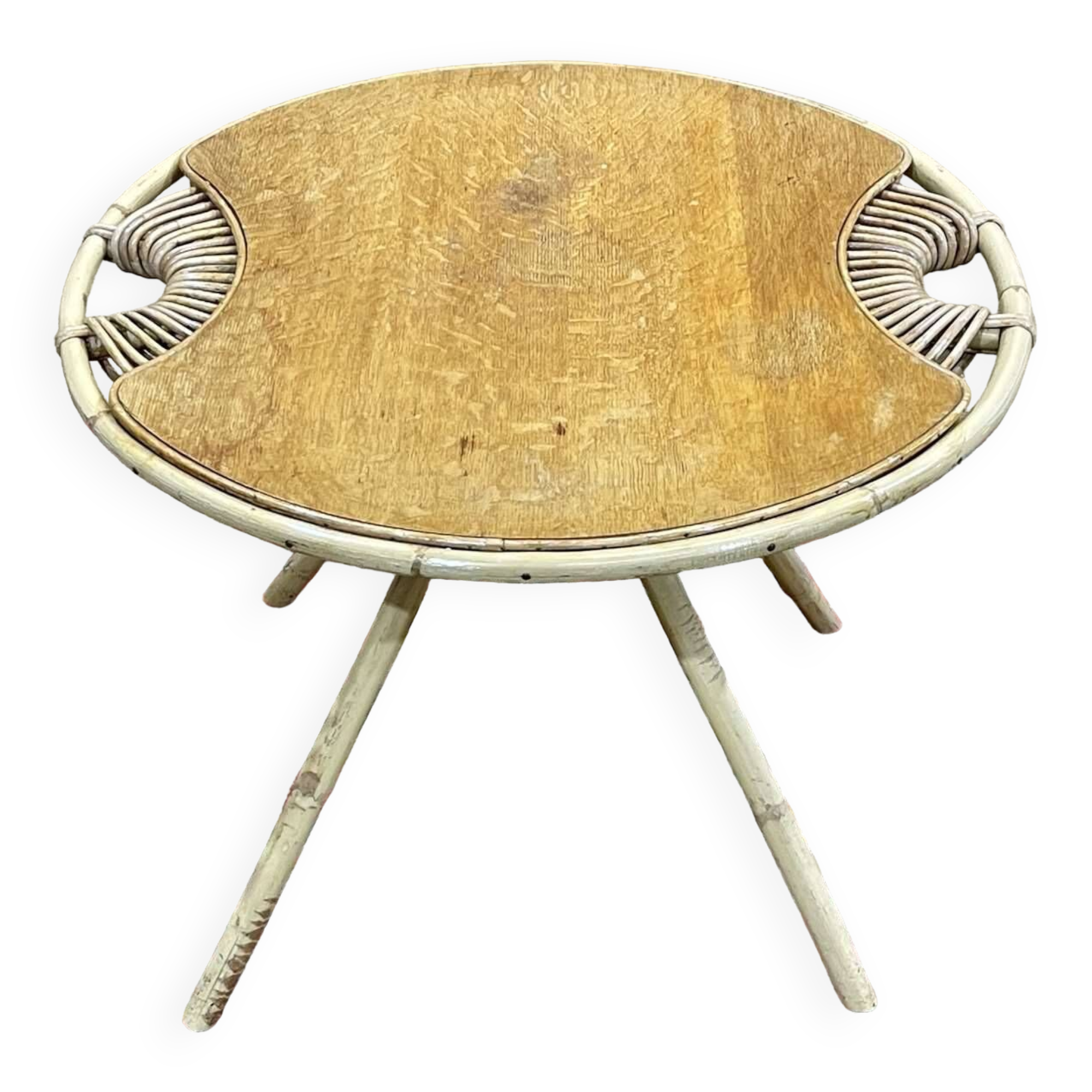 Rattan pedestal table from the 60s