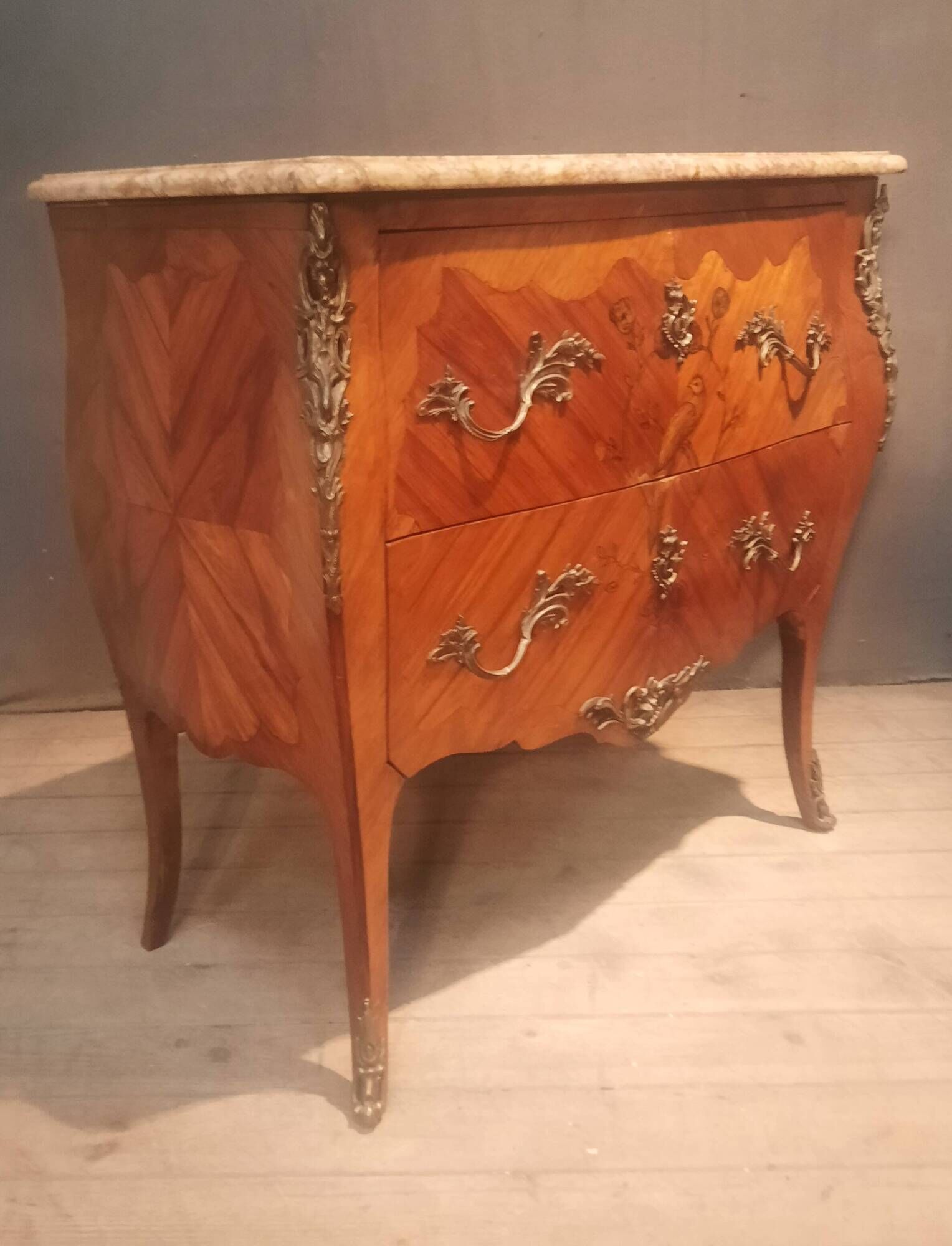 Louis XV style marquetry chest of drawers