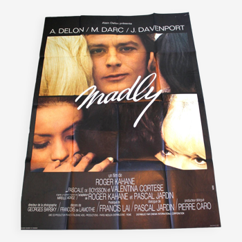 Affiche cinéma originale "Madly" Alain Delon 120x160 cm 1970