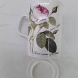 Mug, rose bush decor cup with lid and tea infuser
