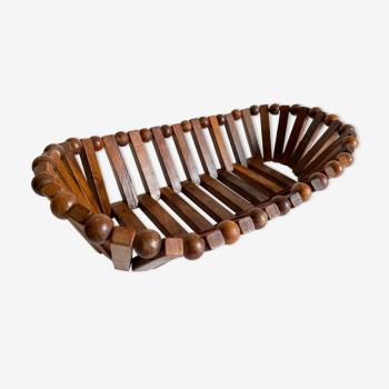 Vintage turned wooden table basket