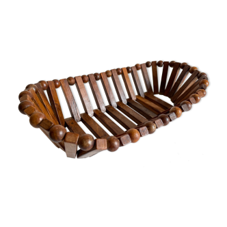 Vintage turned wooden table basket