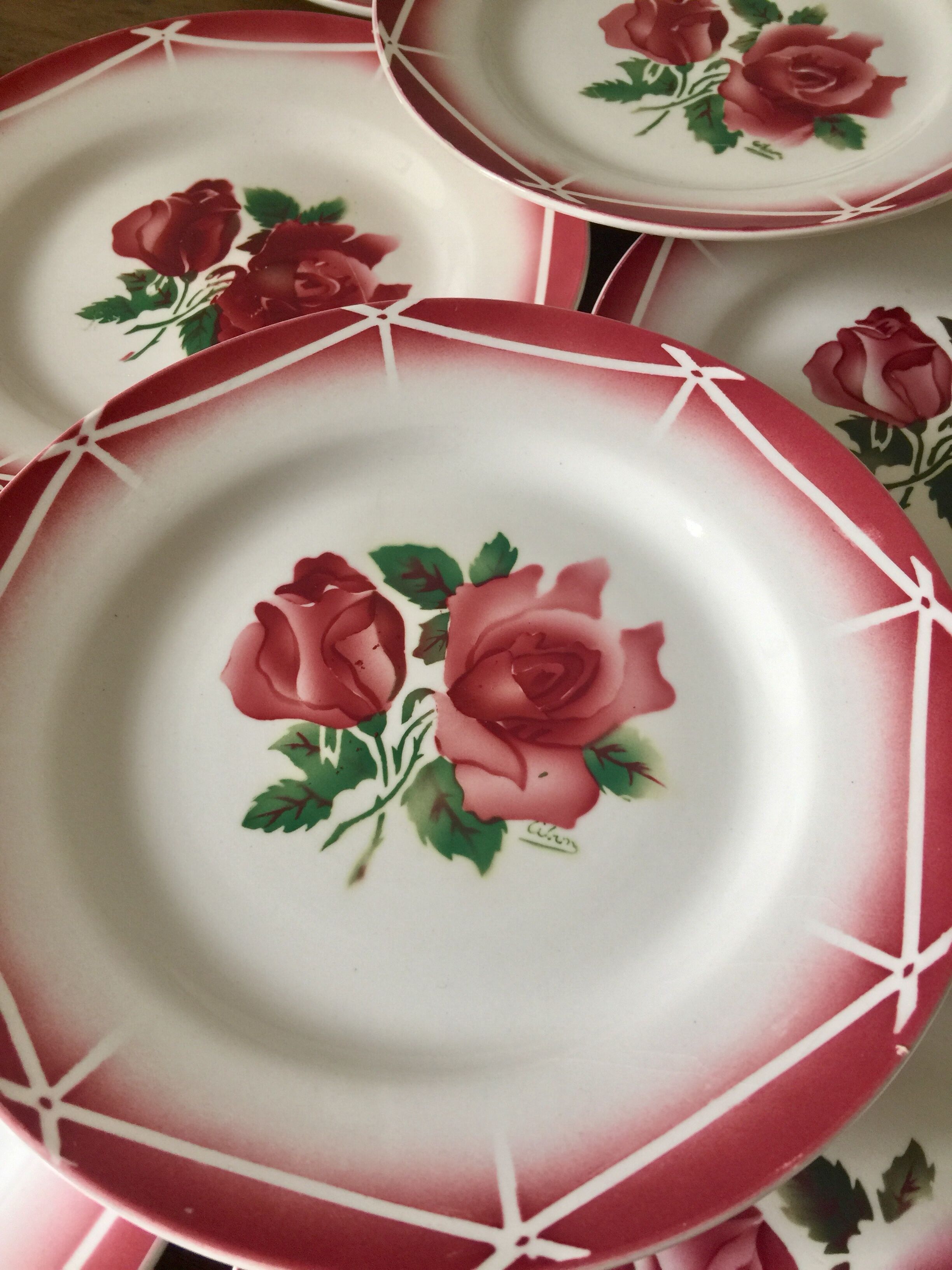 8 flat plates Digoin Sarreguemines Cibon