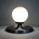Brushed metal bedside lamp and white opaline globe, year 70