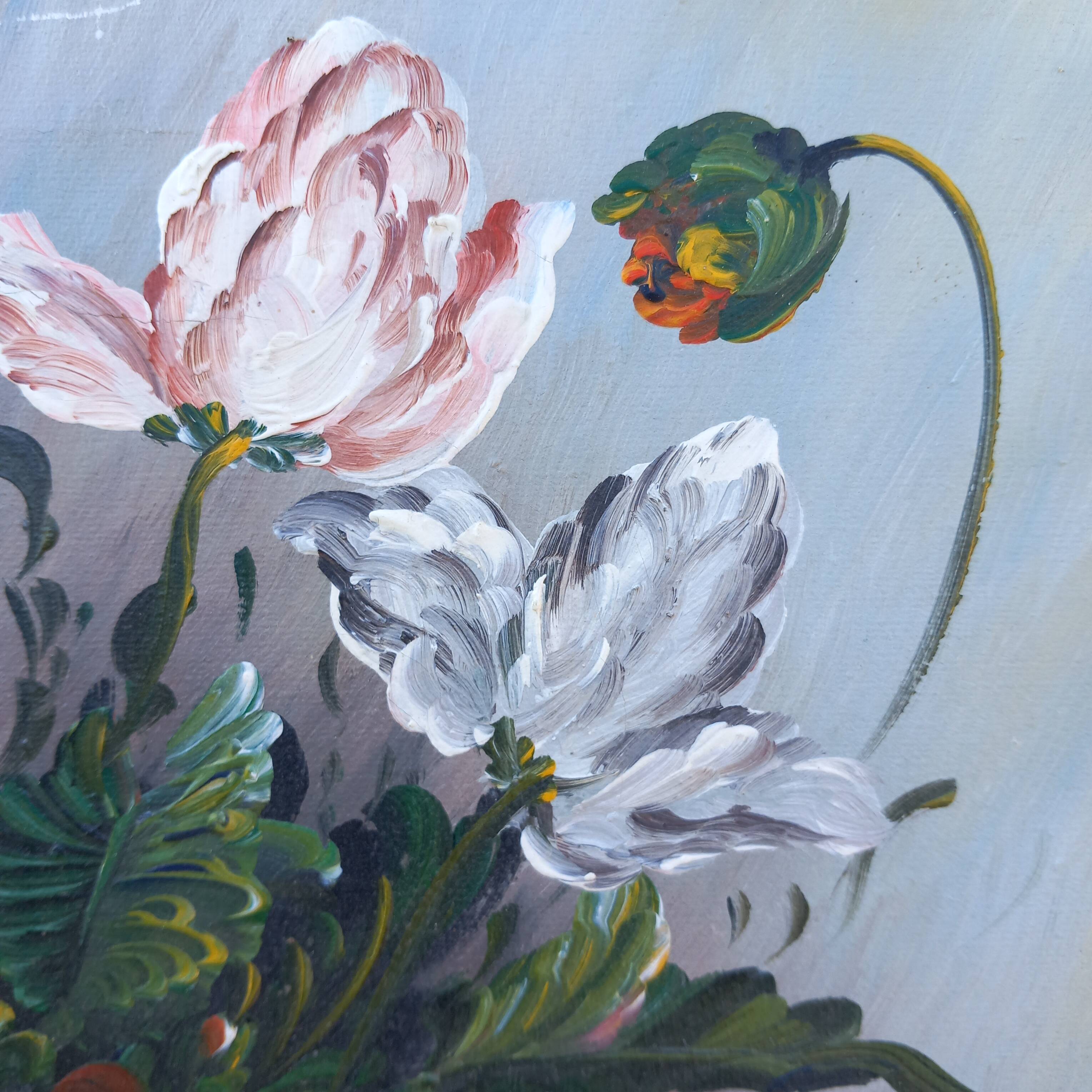 Still life - Floral composition - Oil on canvas signed