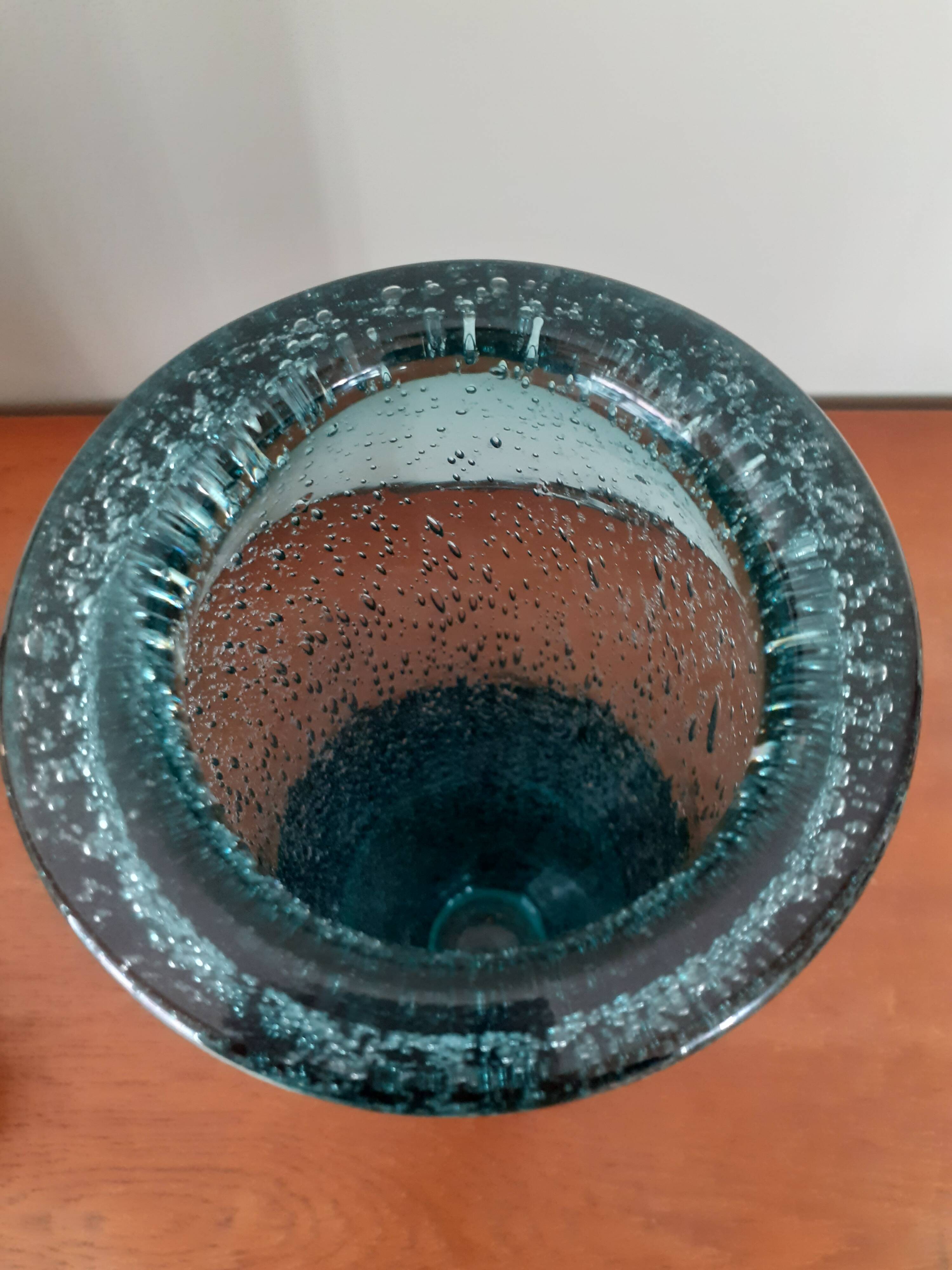 Vase rouleau vintage en verre soufflé de Bendor