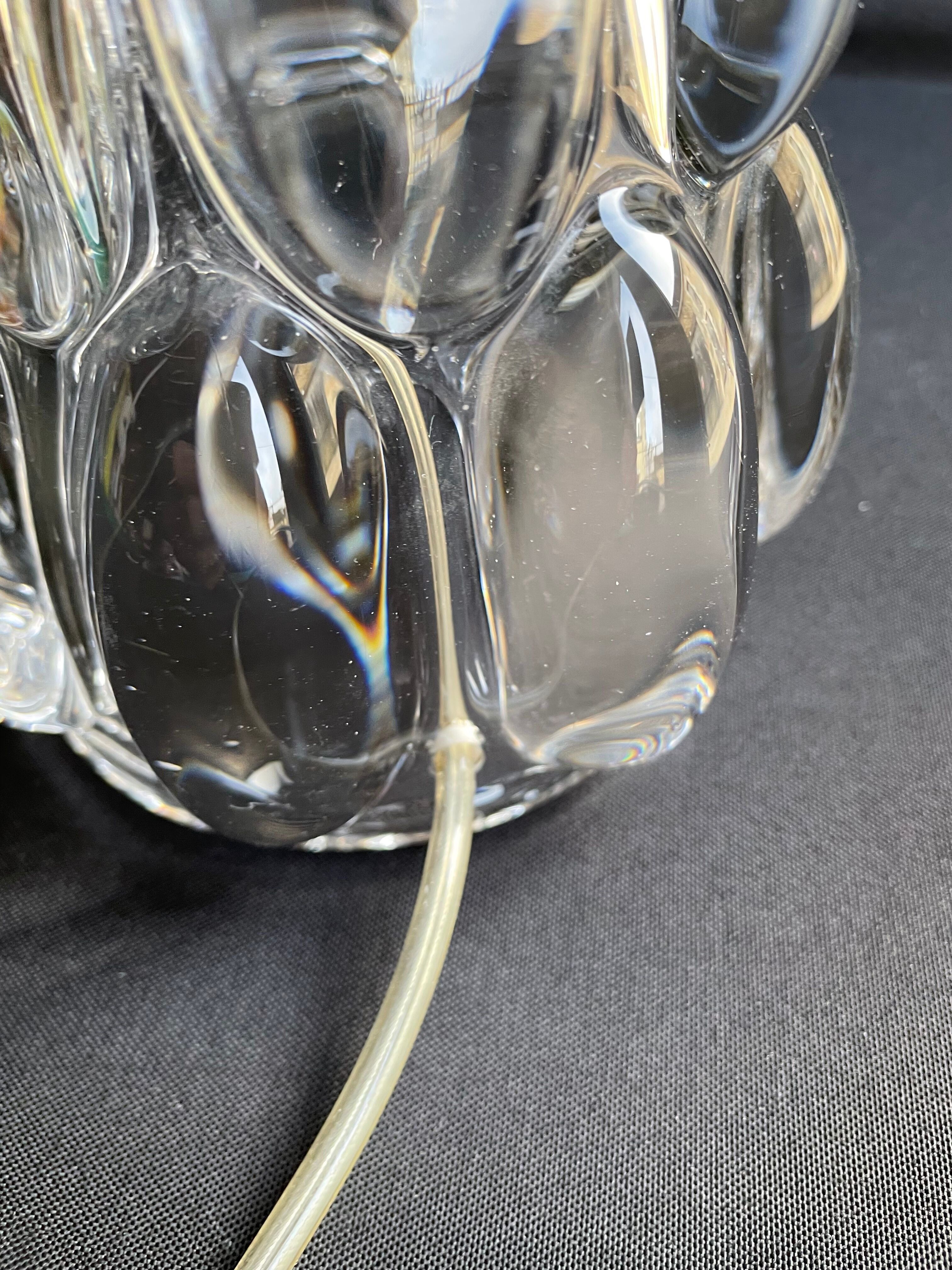 Schneider Glassworks - Important Lamp Foot - Molded Crystal - Conical with Godrons