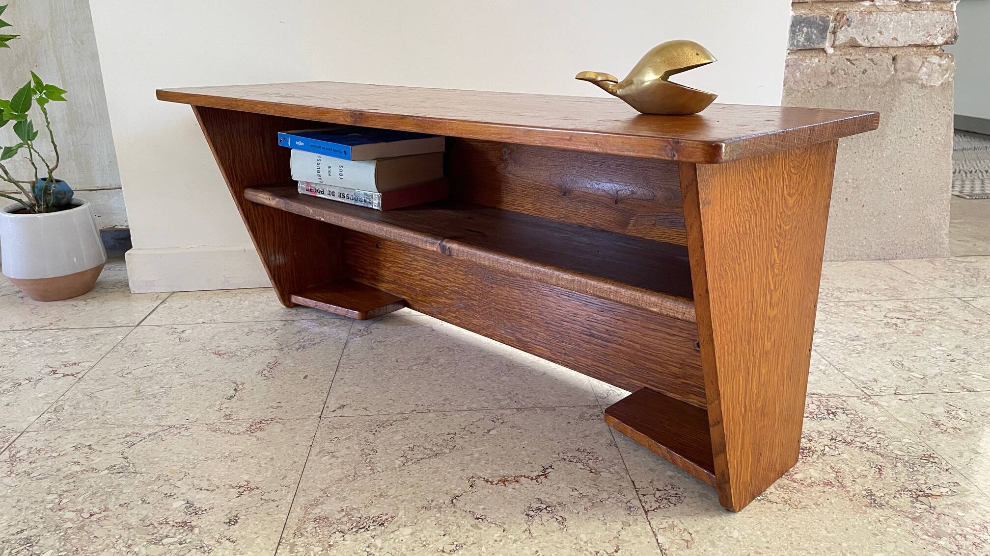 Geometric Wall Shelf Solid Oak Vintage