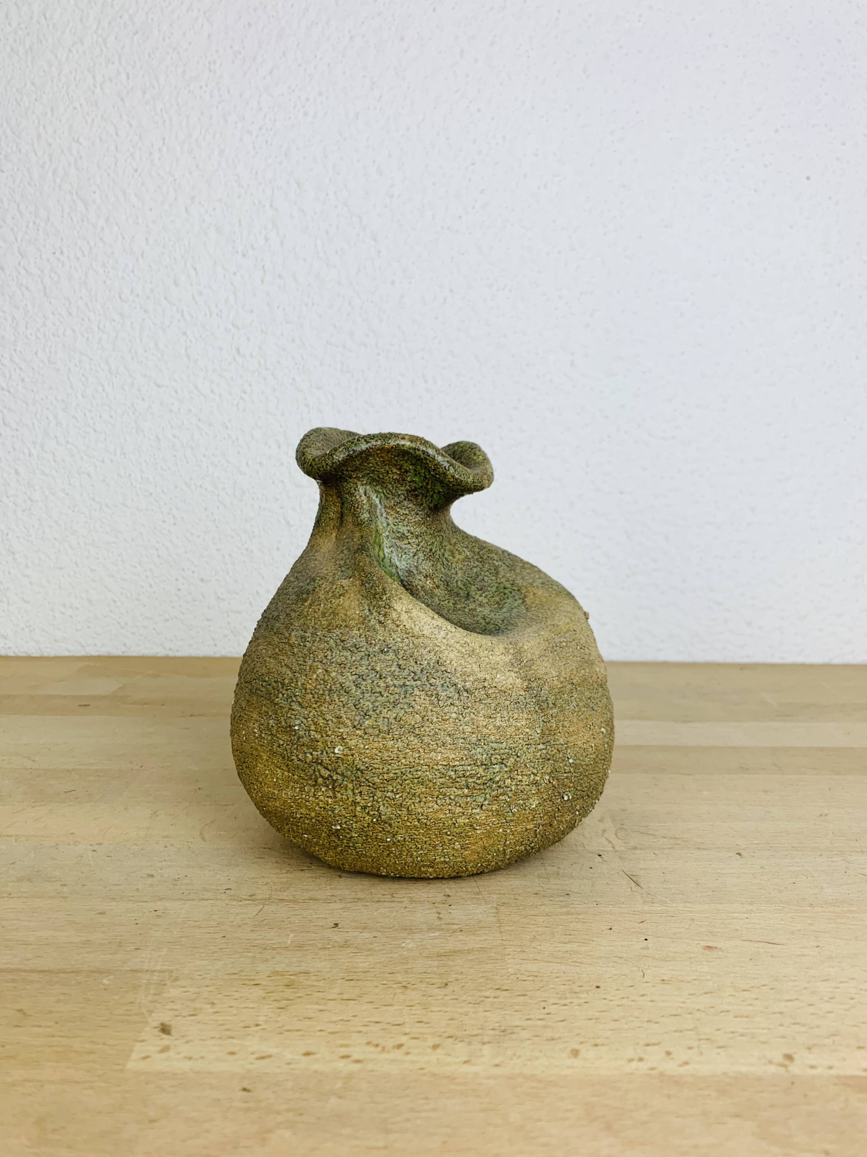 Vase boule forme libre grès vintage