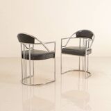 4 chaises italiennes en cuir imitation crocodile 80's