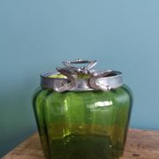 Napoleon III Art Nouveau glass and silver-plated biscuit jar