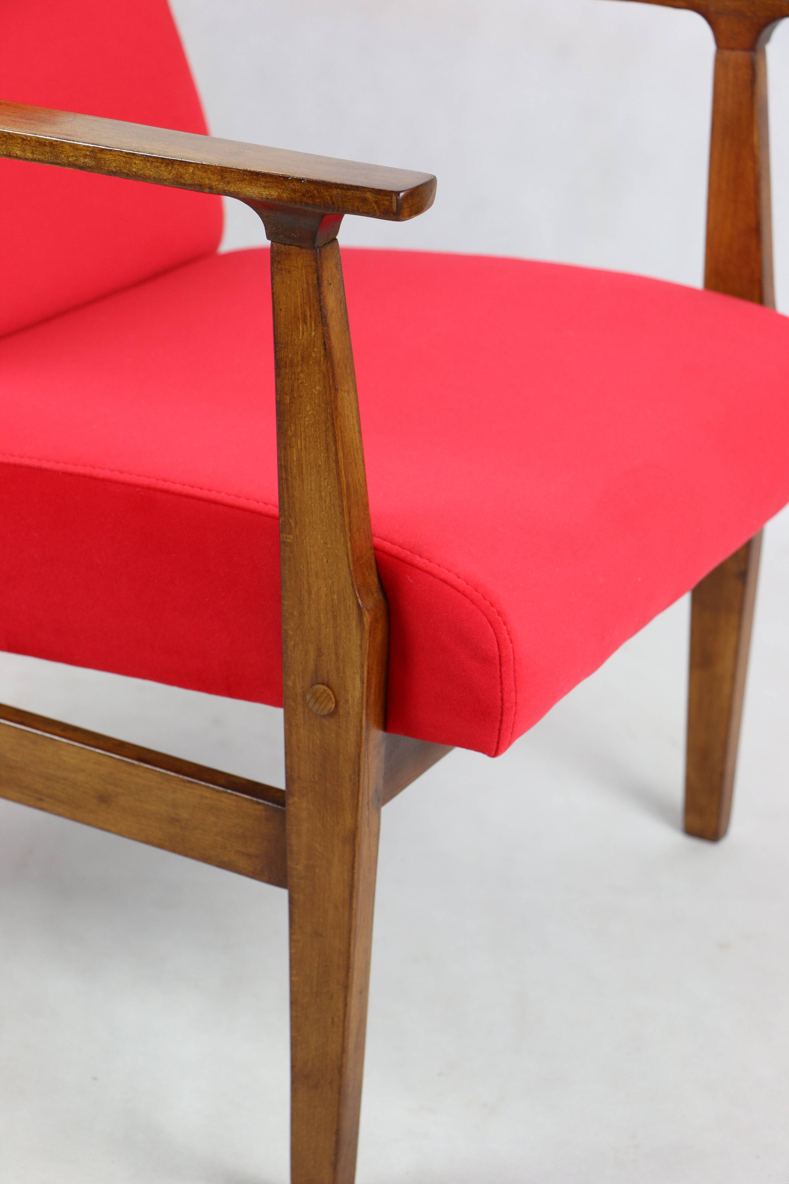 Chaise longue vintage en velours rouge, années 1970