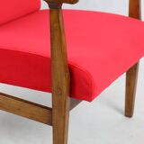 Chaise longue vintage en velours rouge, années 1970