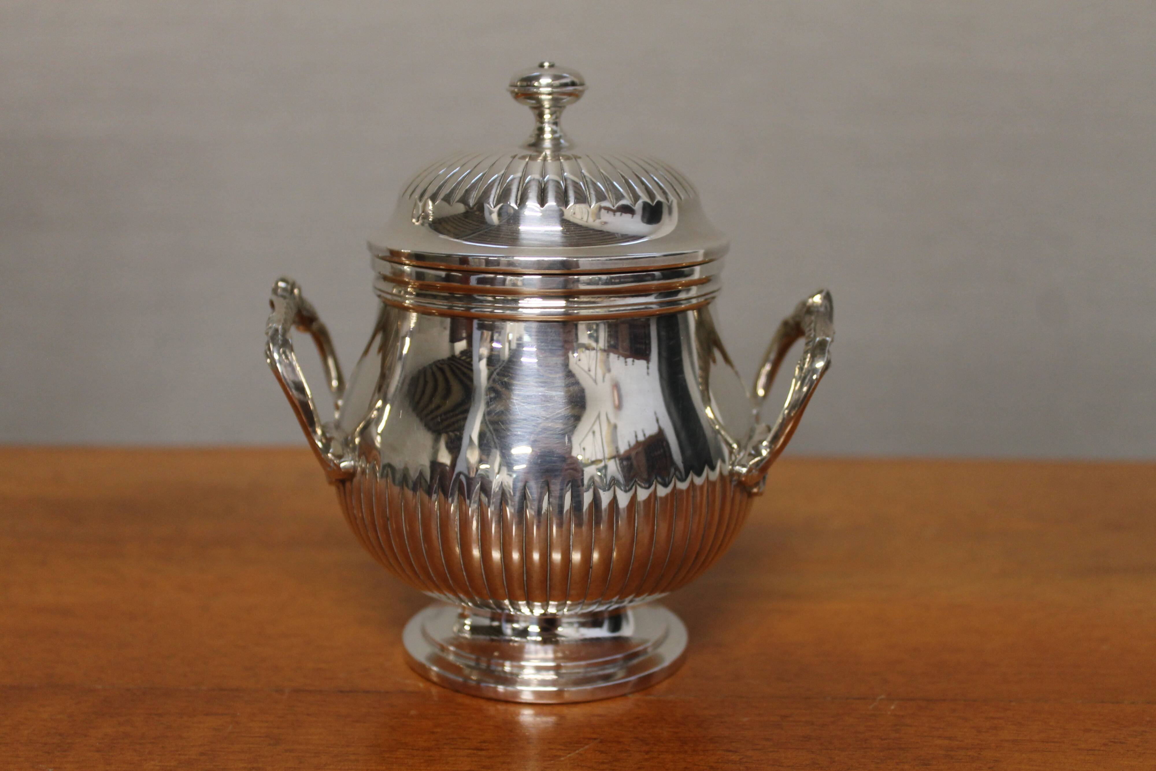 Silver metal coffee set - christofle - gallia collection