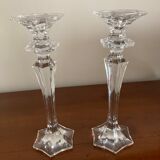 Pair of glass candle holders