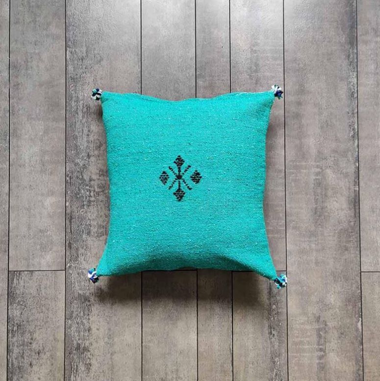 Moroccan green cotton cushion