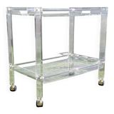 Vintage 1970s plexiglass serving trolley – integrated bottle rack