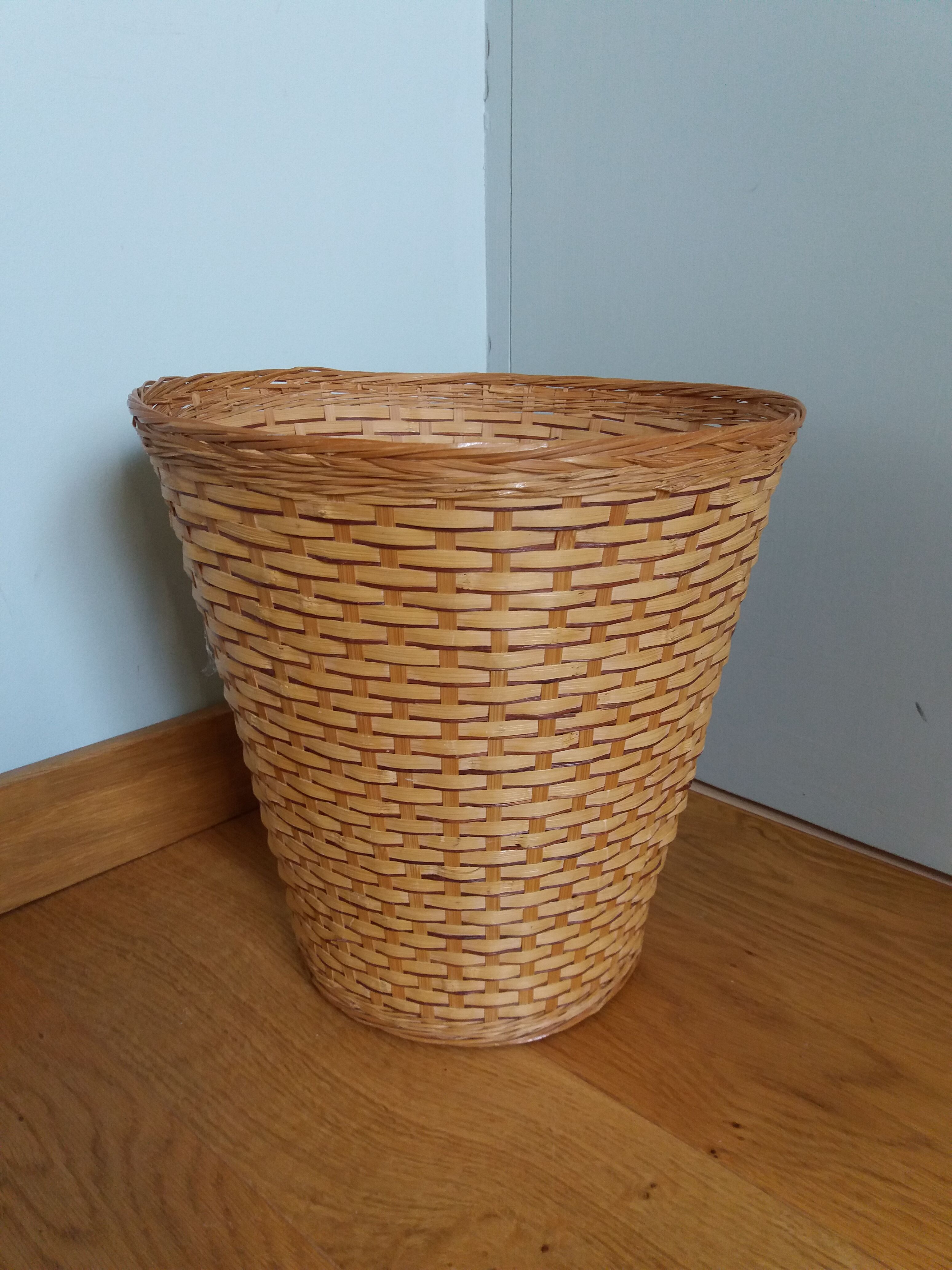Wicker rattan wastepaper basket