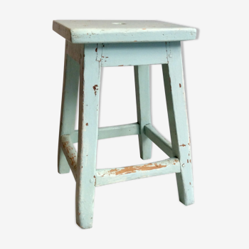 Tabouret en bois peint mint