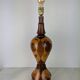 Vintage Marquetry Wooden Table Lamp (1970s) - 57 cm