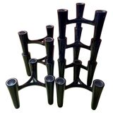 Set of 7 black candle holders designed by Koziol Hommage 2005 Germany