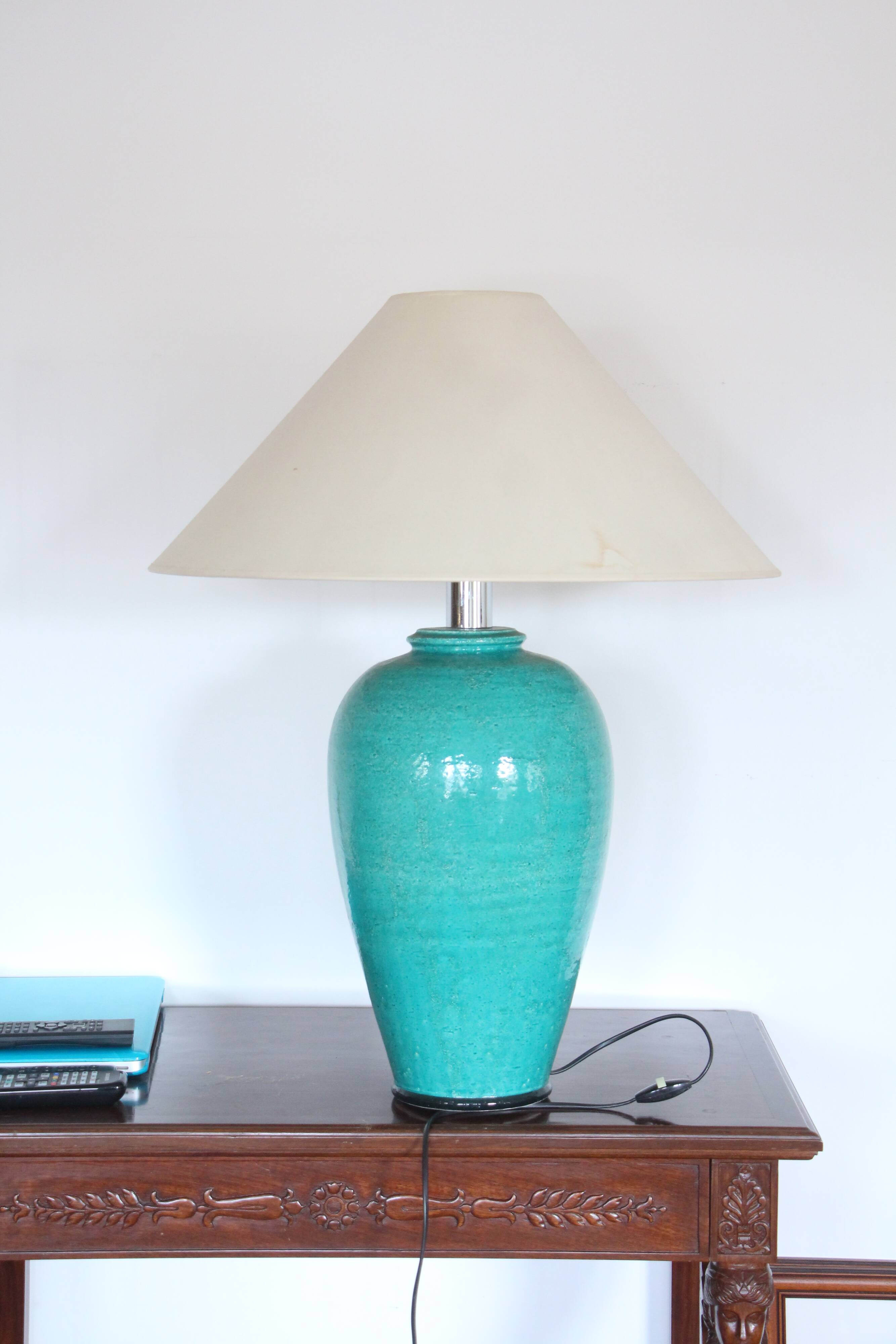 Lampe en céramique turquoise