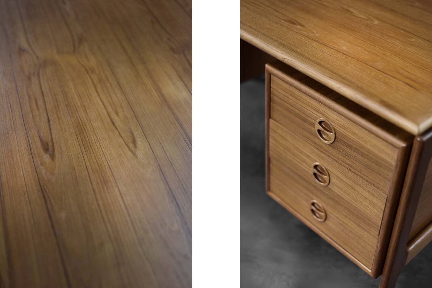 Vintage Mid-Century Danish Modern Brown Teak Desk by Arne Vodder