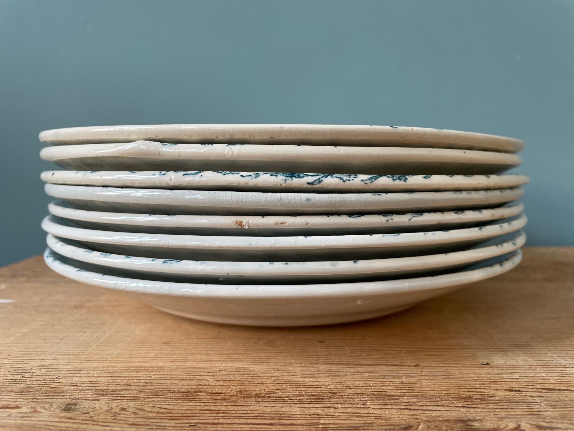 Set of 8 plates Terre de Fer 1900 K.G Lunéville, model "Carnation"