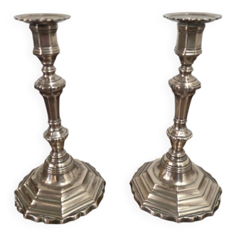 Antique pair of bronze candlesticks