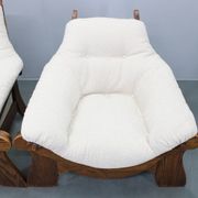 Pair of Brutalist oak armchairs, Czechoslovakia, 1970s
