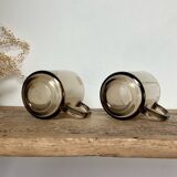 2 Arcoroc France smoked glass mugs
