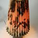 Rockabilly glass footed table lamp with a fabric lampshade, comes direct from the 1950s