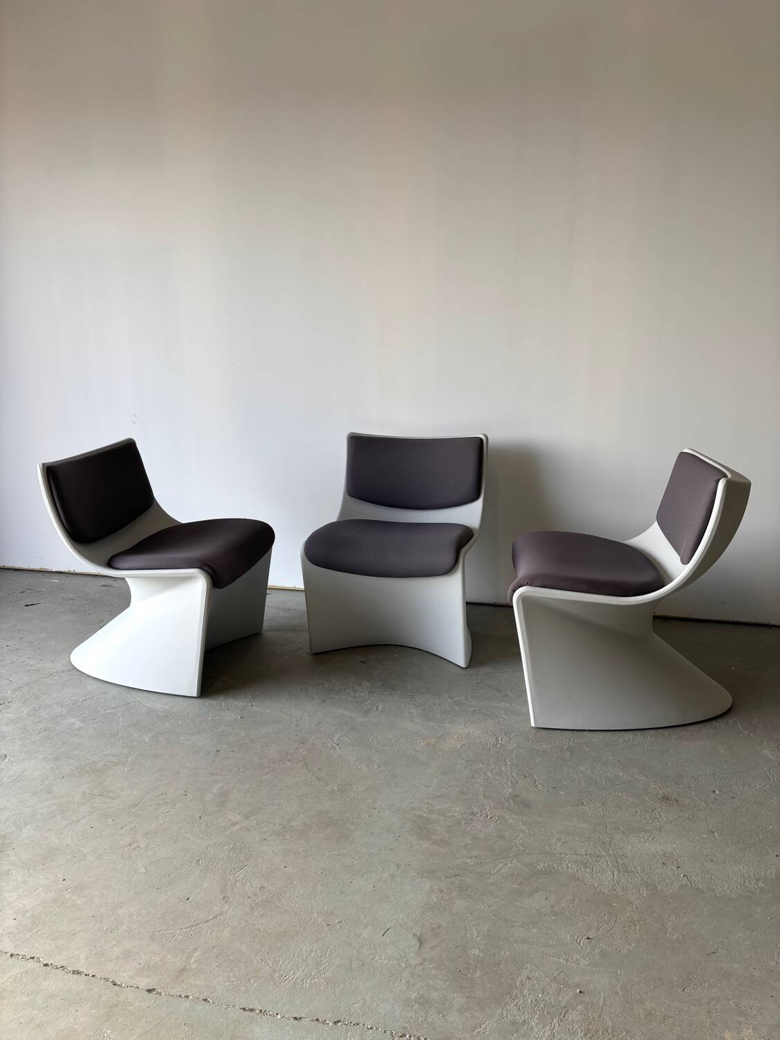 Series of 3 designer armchairs Space by A. Pinaffo and P. Scagnellato