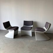Series of 3 designer armchairs Space by A. Pinaffo and P. Scagnellato