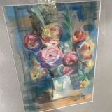 Oil chalk drawing flowers