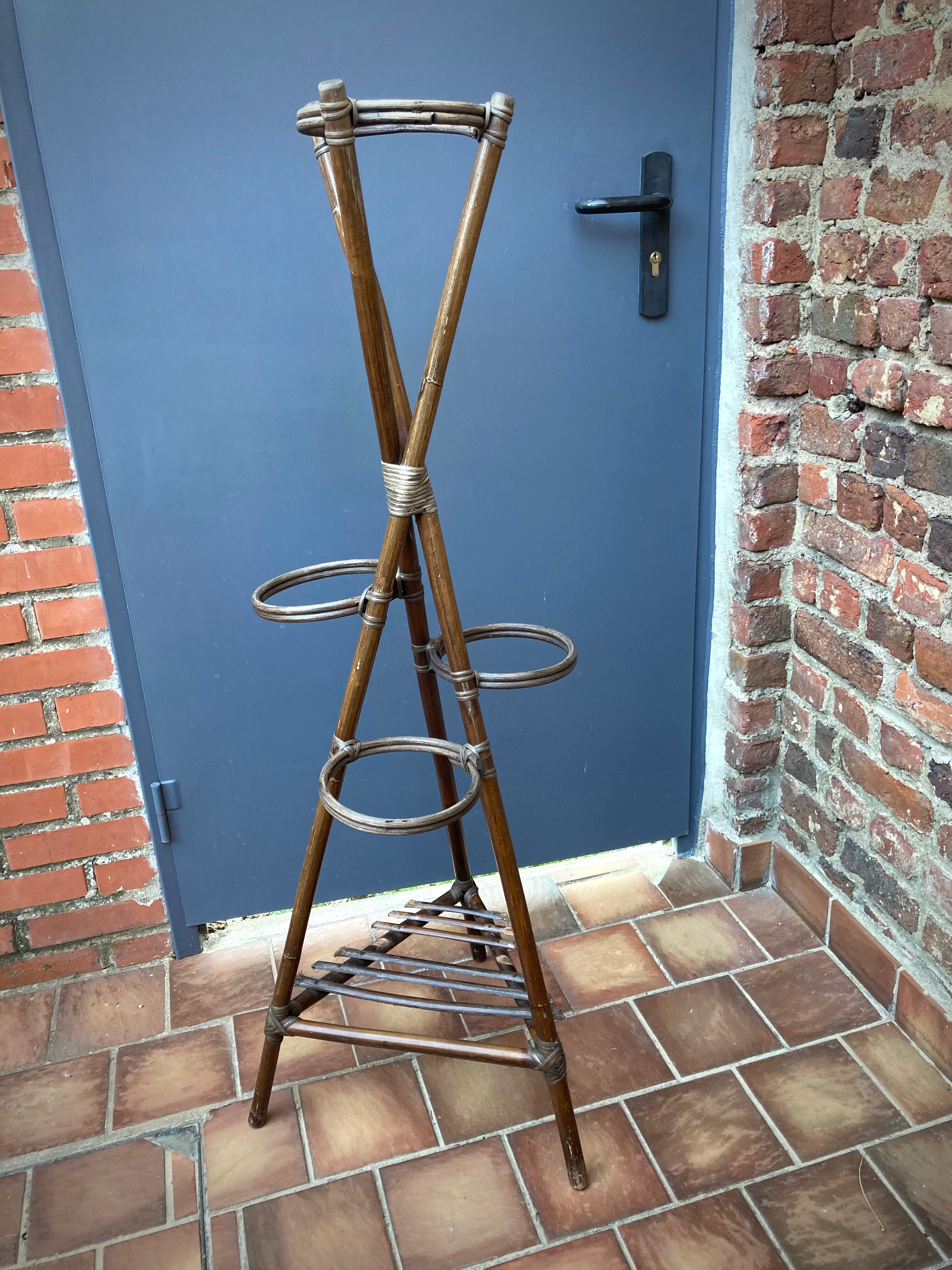 Vintage rattan plant holder