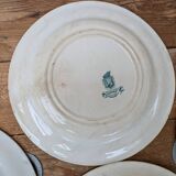 Set of 6 old flat plates, Annam model, opaque porcelain from Gien Terre de Fer