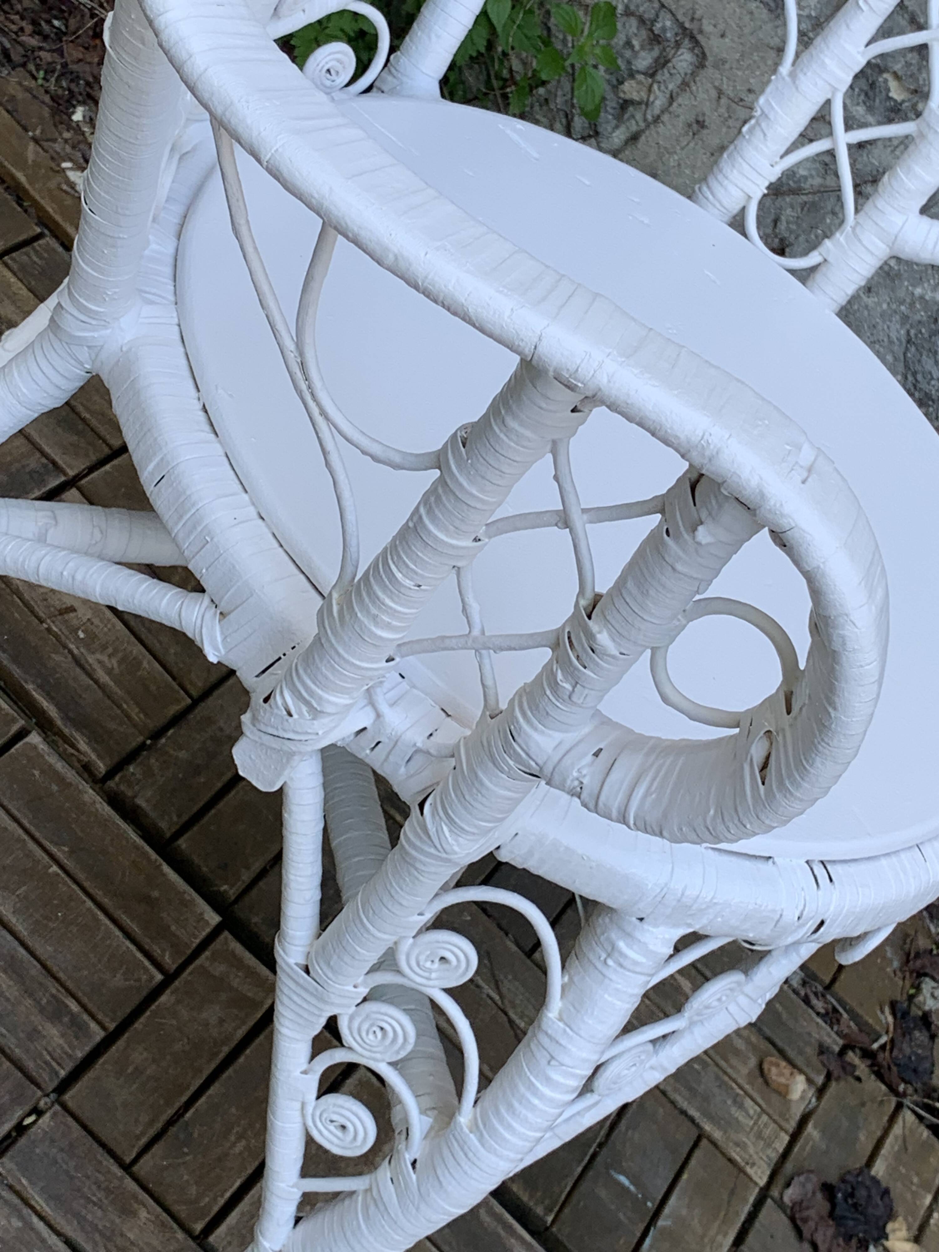 Emmanuelle Peacock white rattan armchair 1970