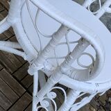 Emmanuelle Peacock white rattan armchair 1970