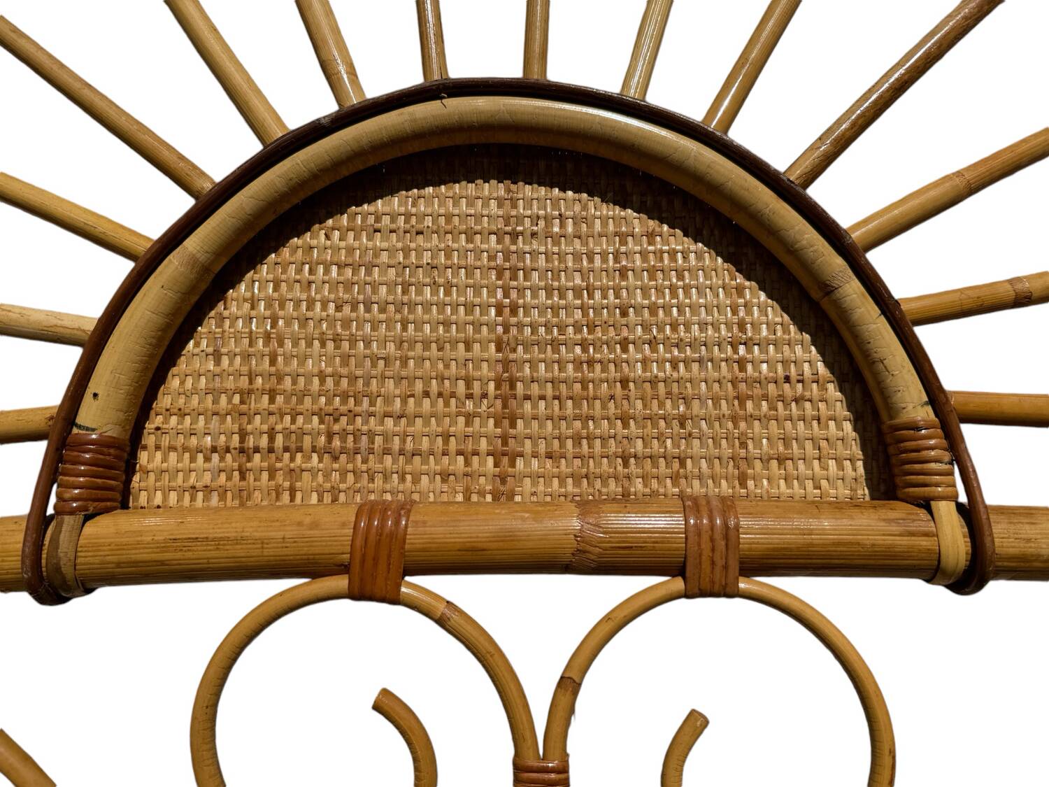 Bamboo and rattan headboard, handcrafted on the Côte d'Azur, 1960