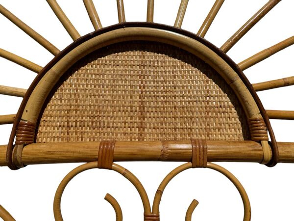Tête de lit en bambou et rotin, fabrication artisanale Côte d'Azur, 1960