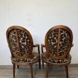 Pair of Louis XVI period medallion armchairs