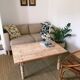 Farm table with cut feet