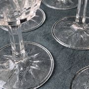 Set of 11 vintage cut glass glasses from Vmc Reims France, model Arlequin.