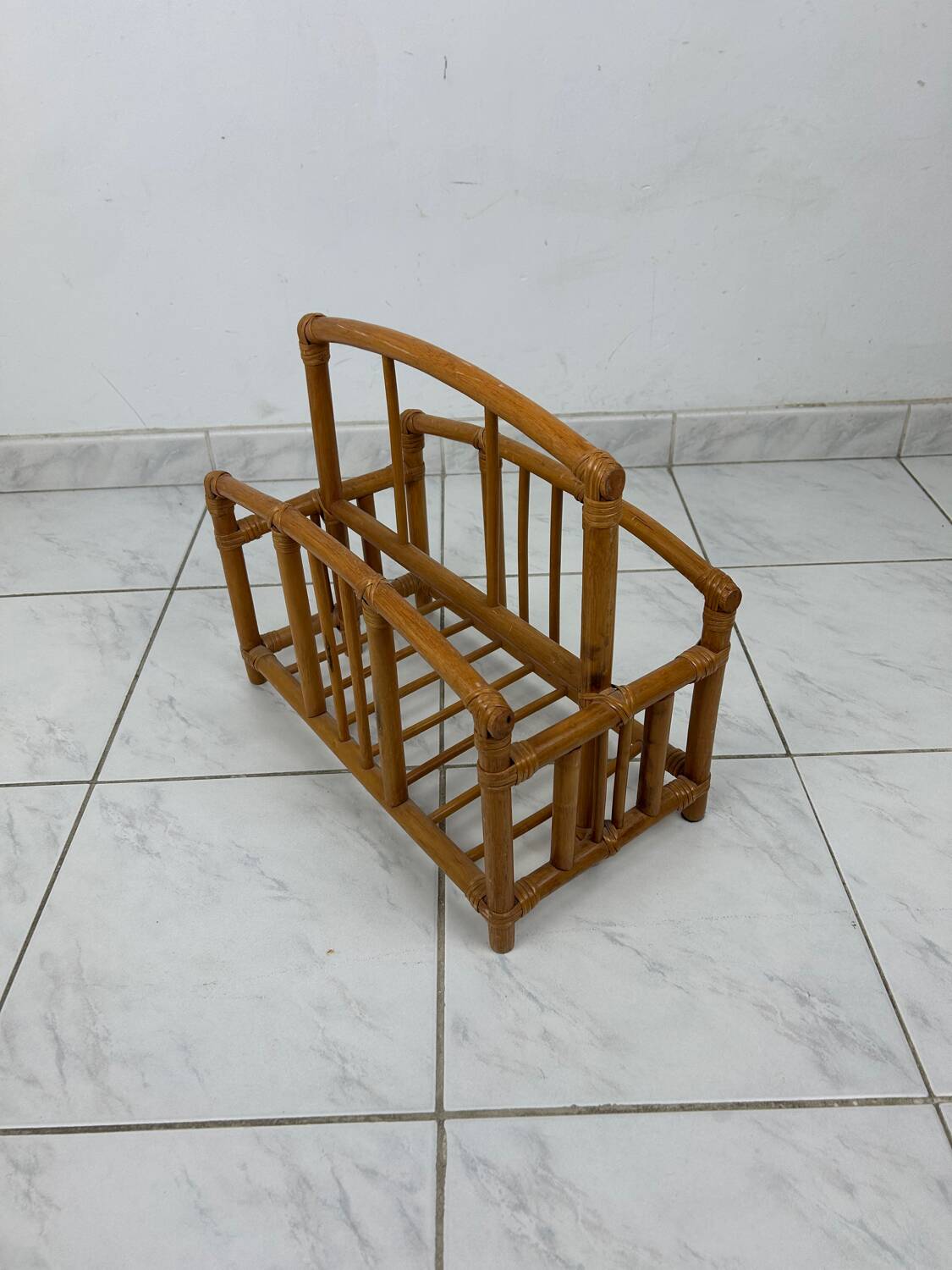 Vintage bamboo magazine rack