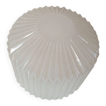 Abat-jour en verre opalin plissé vintage des années 50
